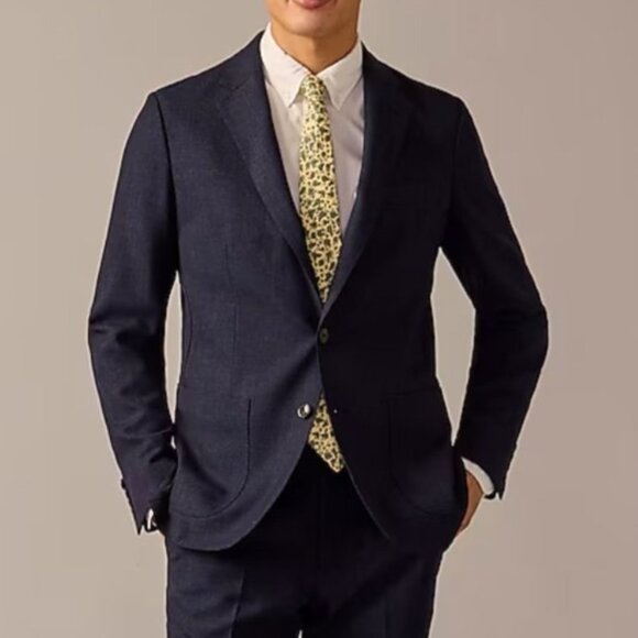 NWT J.Crew Men's 42R Ludlow Slim-Fit Suit Jacket in English Wool Navy Mini Check - Picture 1 of 14